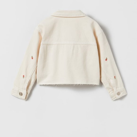 NWT ZARA EMBROIDERED DENIM JACKET  BEIGE - REF 9632/721 KIDS 13-14 - Picture 2 of 3